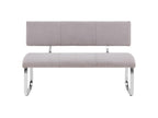 Mobenze designer bench with 3 seats, bench with chrome legs and grey fabric upholstery YHUX73545