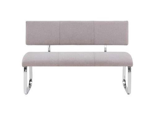 Mobenze designer bench with 3 seats, bench with chrome legs and grey fabric upholstery YHUX73545