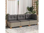 Garden sofa with cushions, 3-seater grey woven resin AHHP09846