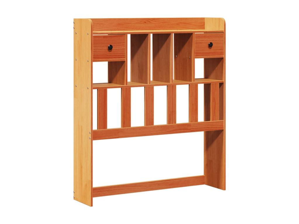 Bookshelf bed without mattress, brown wax finish, 100x200 cm, solid pine, MBSW05842