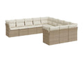 11-piece garden furniture set with beige cushions, woven resin JOBV53237