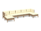 7-piece garden furniture set with cushions, Honey Brown Pine Mobenze 11 GPQN43372