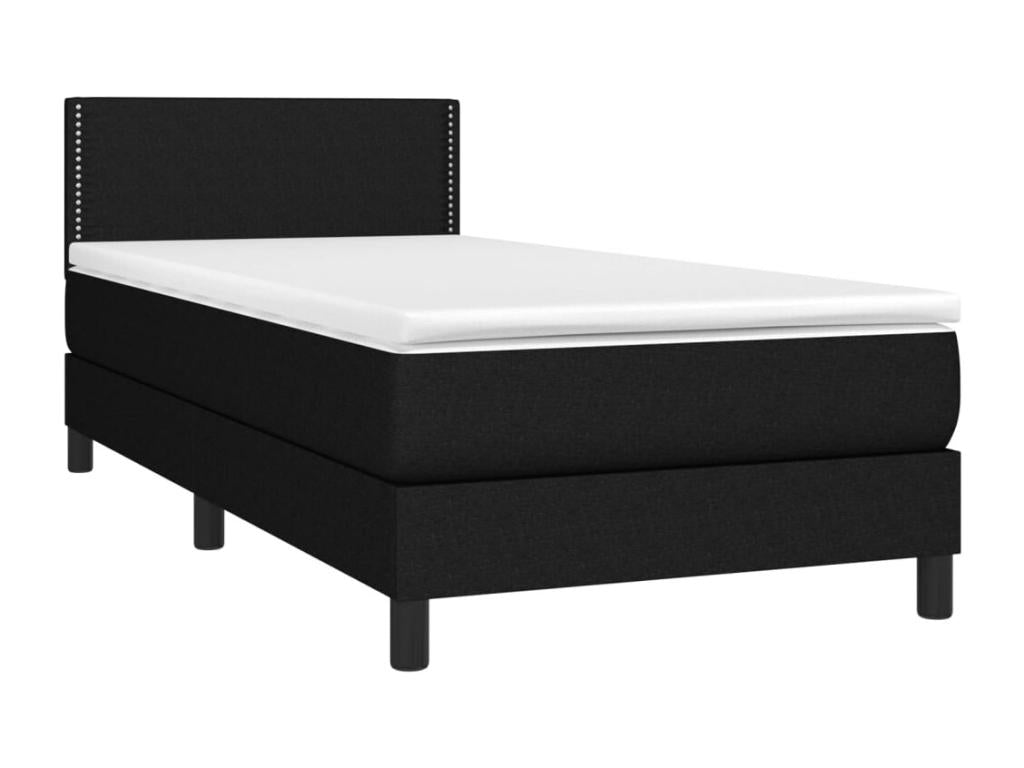 Upholstered bed base with mattress, black, 90x200 cm, fabric, TJRX75134