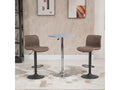 Set of 2 Vintage Adjustable Swivel Bar Stools with Footrest, Brown PU Stitching, Mobenze PSJE74679