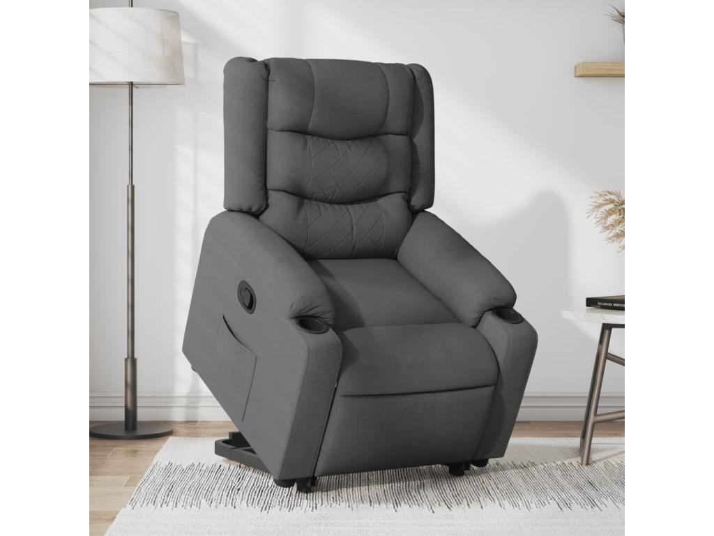 Dark Grey Fabric Reclining Armchair VMRL93877