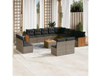 14-piece garden furniture set with cushions, grey woven resin YBUA31470
