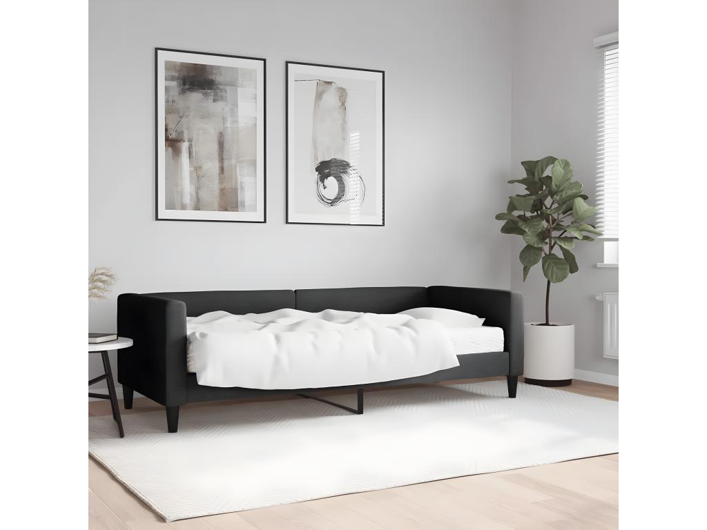 Daybed with black mattress 80x200 cm fabric DNEX82605