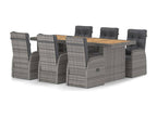 7-piece garden dining set with cushions, grey woven resin, NQPT80438
