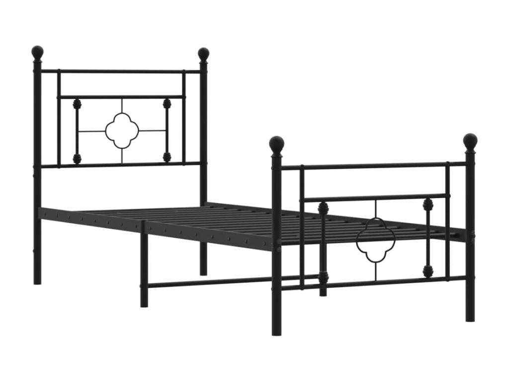 Metal bed frame with headboard/footboard, black, 80x200 cm LCMJ94528