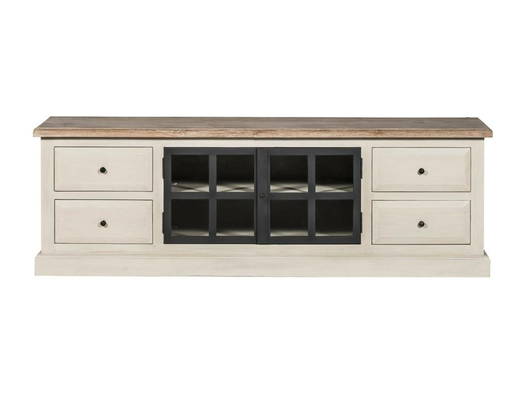Mobenze TV stand with 2 glass doors and 4 drawers, W170 - Mobenze NEKK60514