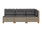 Garden sofa with cushions, 3-seater grey woven resin AHHP09846