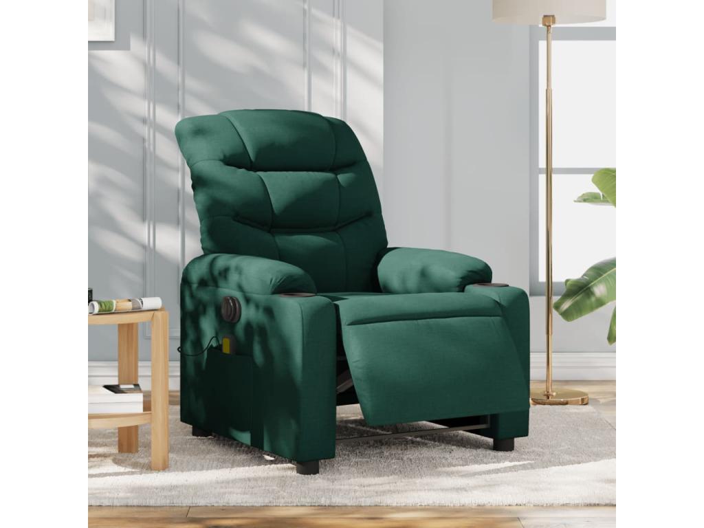 Electric Reclining Massage Chair, Dark Green Fabric, BPWP98899