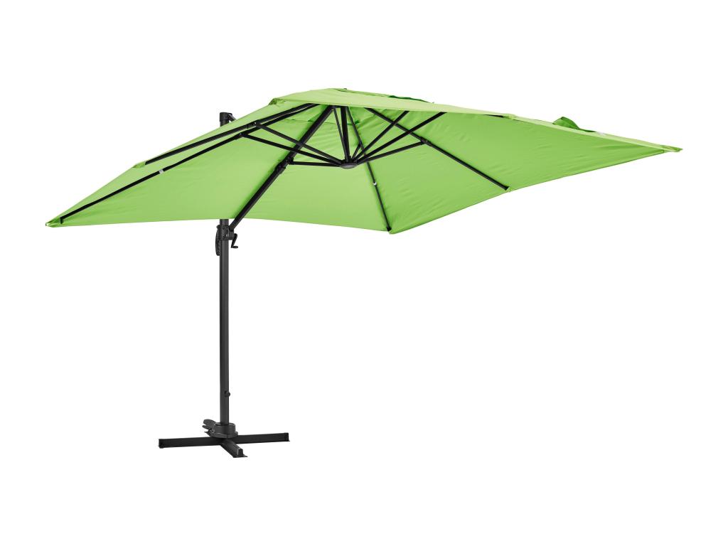 3x3m rotating cantilever parasol with 4 fillable green aluminum panels - Mobenze FBCN23826