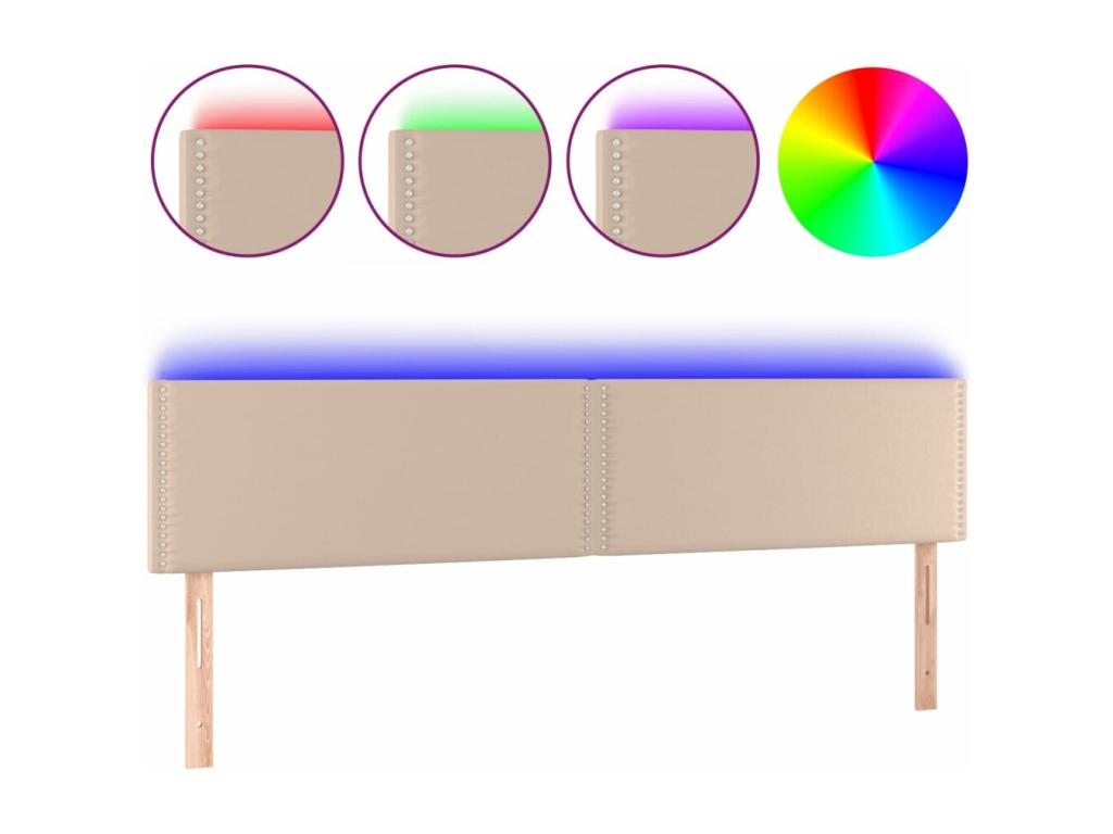 Cappuccino LED Headboard 160x5x78/88 cm Faux Leather DJPW65768