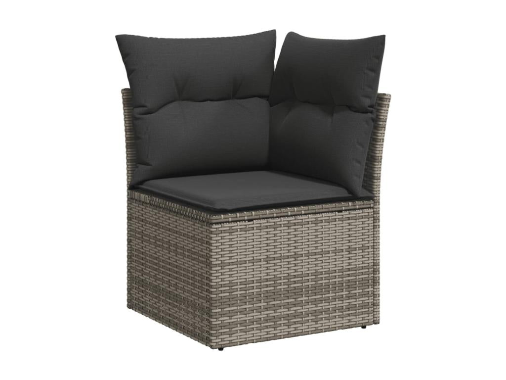 Garden furniture set with cushions, 13 pieces, grey woven resin, YTDT56266