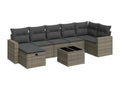 8-piece garden furniture set with grey resin wicker cushions ARDC41087