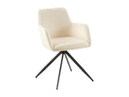 Armchairs - Velvet / Matte Black Metal - Cream - Luxameub DLBF60601