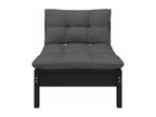 3-piece garden furniture set with cushions, black, solid pine, QVTT06962