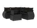 6-piece garden furniture set with cushions, black woven resin LPBX76241