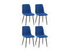 Set of 4 Dining Chairs - Fabric / Metal - Blue - PINPAI QHUJ55208