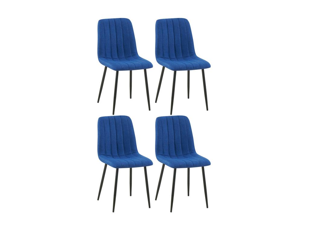 Set of 4 Dining Chairs - Fabric / Metal - Blue - PINPAI QHUJ55208
