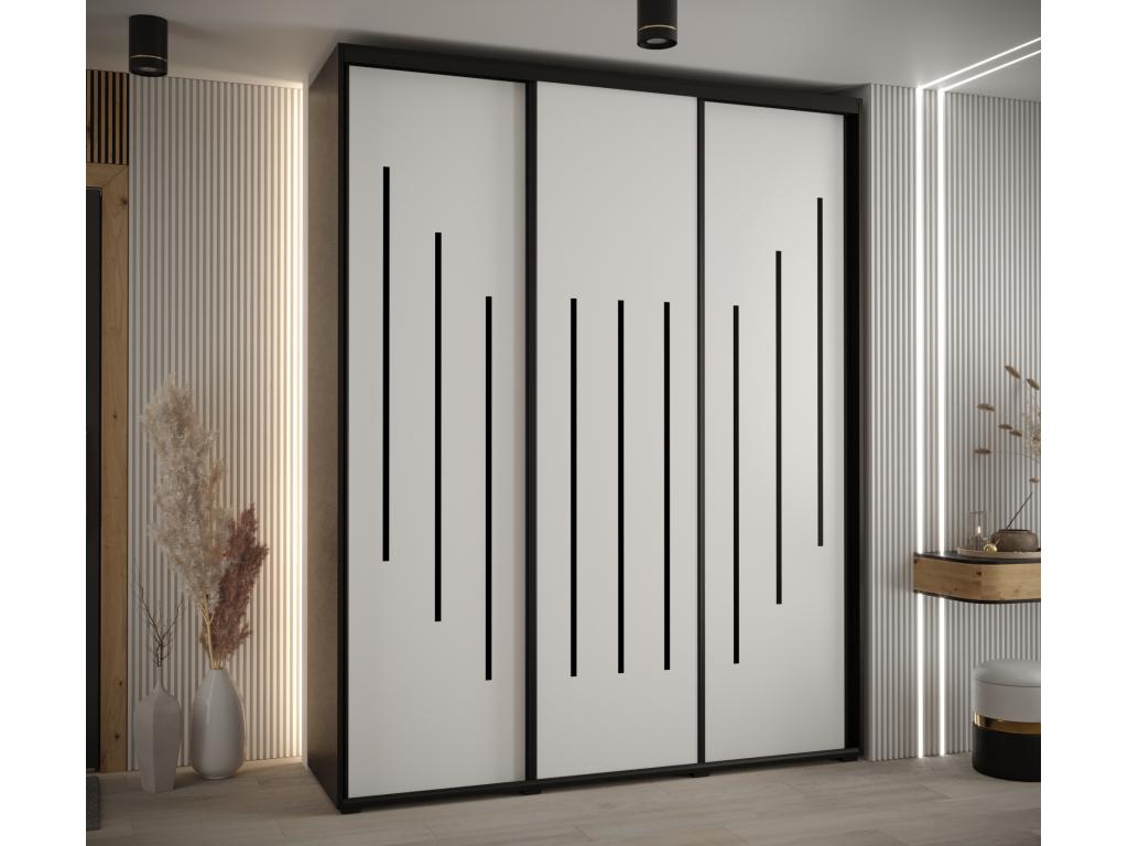 Luxameub 8 Sliding Door Wardrobe 235.2/200/60 3 Doors Black/White/Black CMBK96236