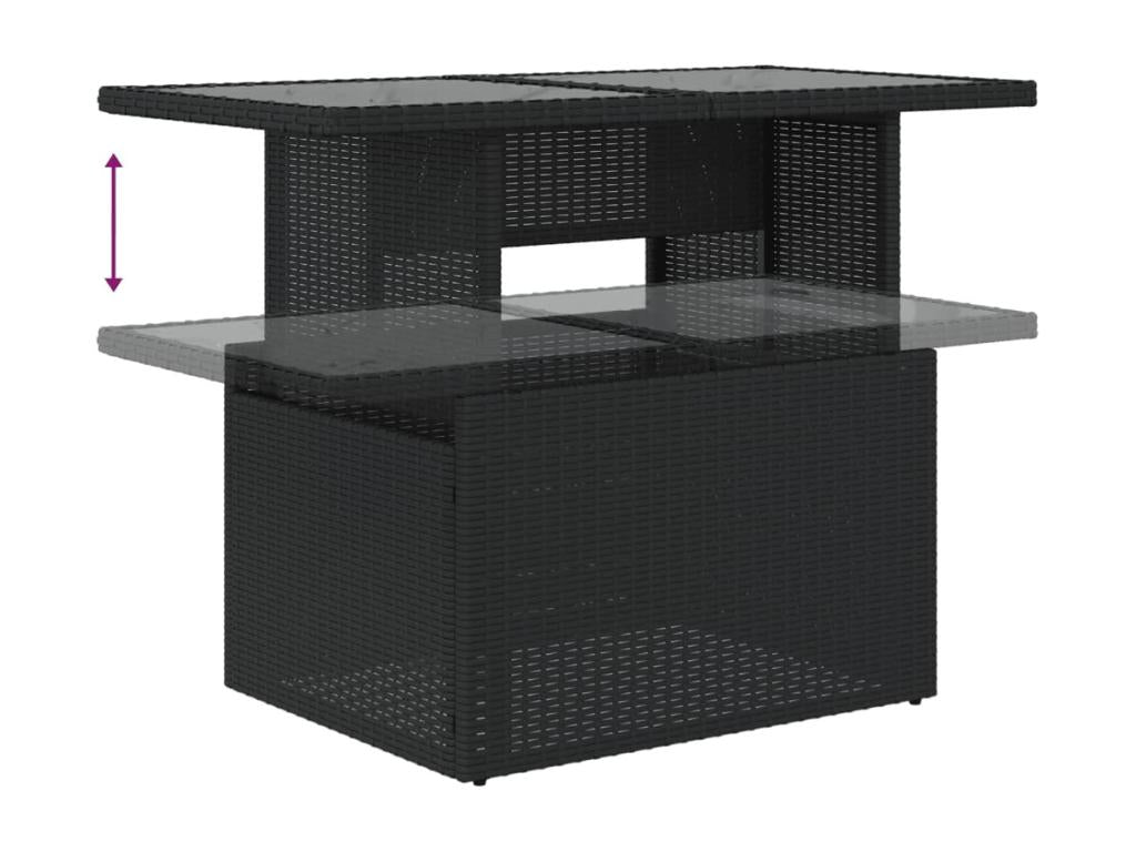 7-piece garden furniture set with cushions, black woven resin OAGH71863