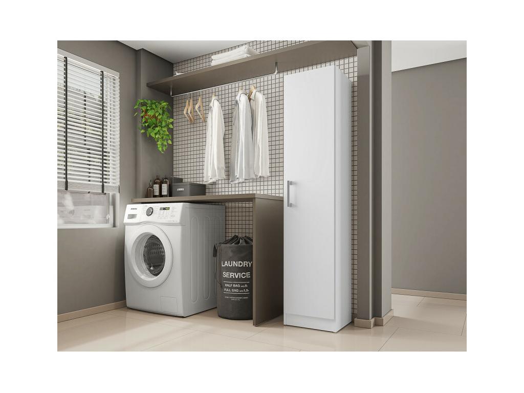 1-Door White Multifunctional Cabinet with 4 Shelves, W 35 H 160.6 D 31.5 cm DNKW15519