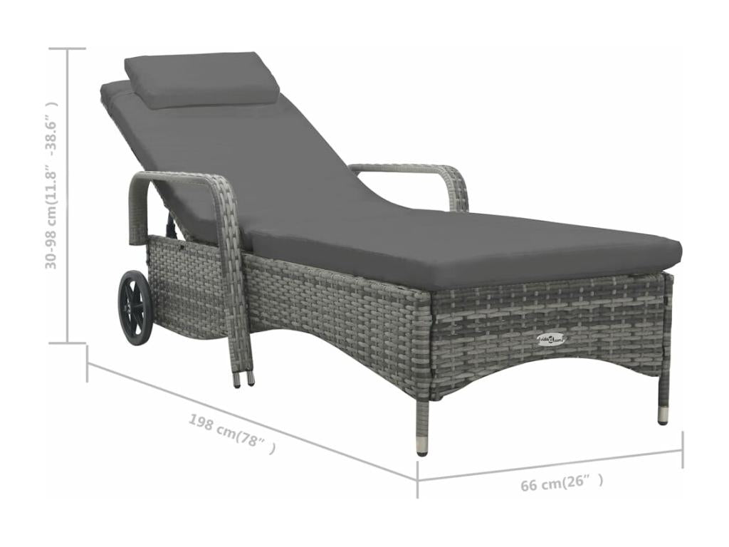 Lounge chair with wheels, woven resin, anthracite, AEGQ66724