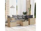 Garden furniture set with cushions, 6 pieces, beige woven resin, JZRN83328