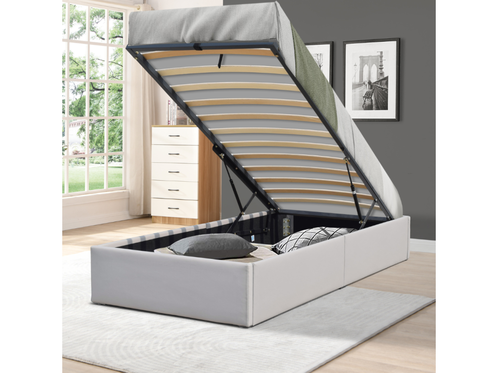 100x200 cm Storage Bed with 12 Luxameub - Quick assembly and easy-care fabric - Luxameub YTXD74232