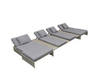 5-piece garden furniture set with cushions, woven resin, grey SWQU74067