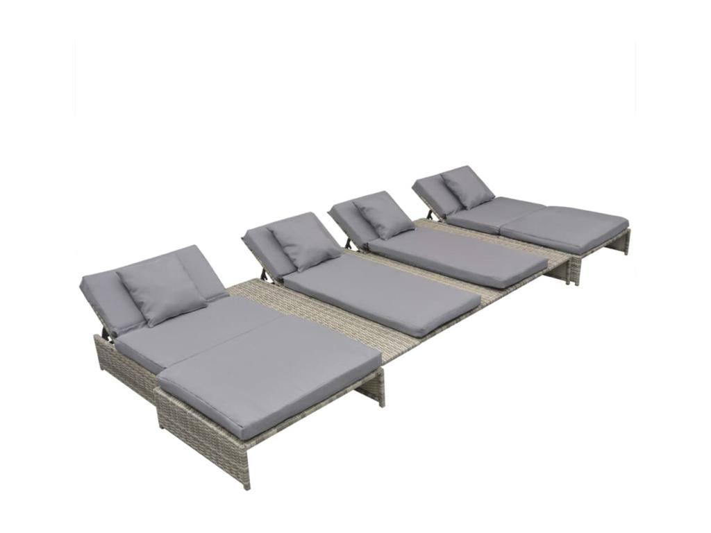 5-piece garden furniture set with cushions, woven resin, grey SWQU74067