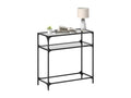 Console table with transparent glass top, 80x35x81cm, steel, GZAD30924