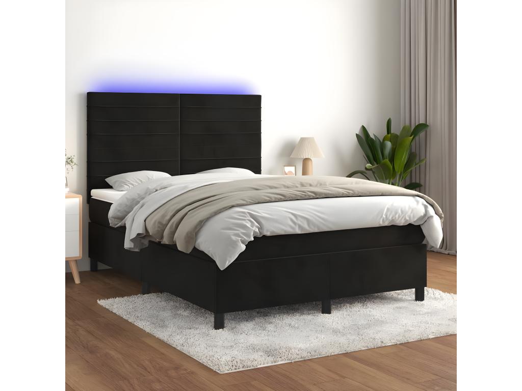 Mobenze bed base with LED mattress, black, 140x190cm, Mobenze VKWO74581