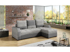 Reversible corner sofa bed, designer style, light grey mottled fabric and grey faux leather, Mobenze 250cm EAWW95270