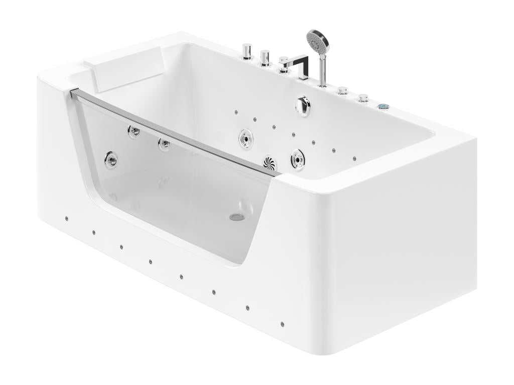 Luxameub semi-enclosed glass whirlpool bathtub with LEDs - 1 person - 260L - 170x85x58cm - White VKVR47492