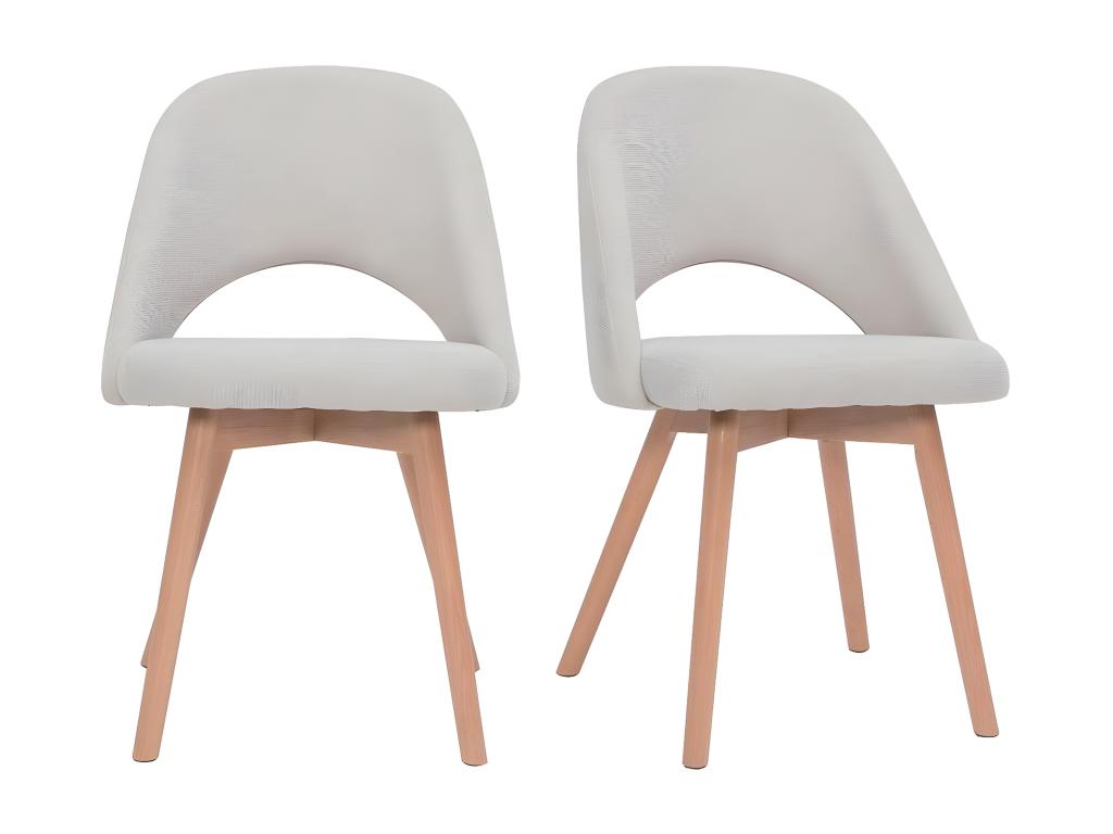 Scandinavian chairs in textured beige and light Mobenze-effect fabric, set of 2, Mobenze HSKH43194