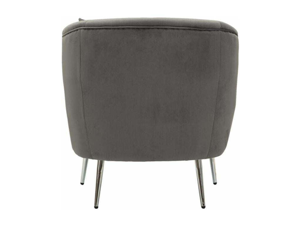 Silver metal and grey Mobenze armchair with cushion, 73x66x78 cm, XGRN07129