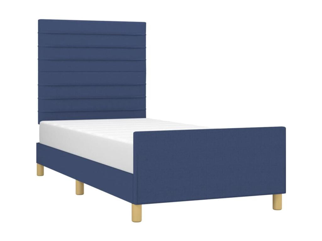 Bed frame without mattress, blue, 100x200 cm, fabric, UAJY81999