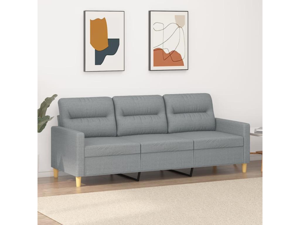 3-seater sofa, light grey, 180 cm, fabric, DLSY17636