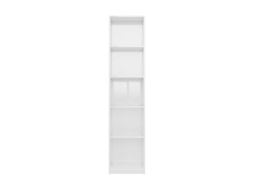5-Tier Bookshelf, Glossy White, 40x24x175 cm, KHPI73321