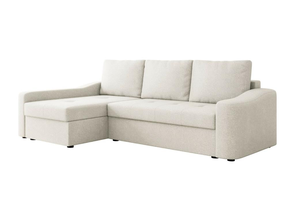 Mobenze 107 White Corner Sofa with Sleeping Function and Bed Box, 253x148x88cm, JQAG62734