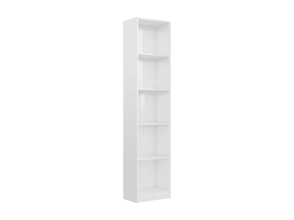 5-Tier Bookshelf, Glossy White, 40x24x175 cm, KHPI73321