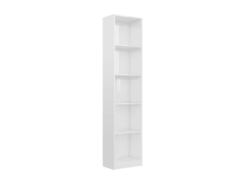5-Tier Bookshelf, Glossy White, 40x24x175 cm, KHPI73321