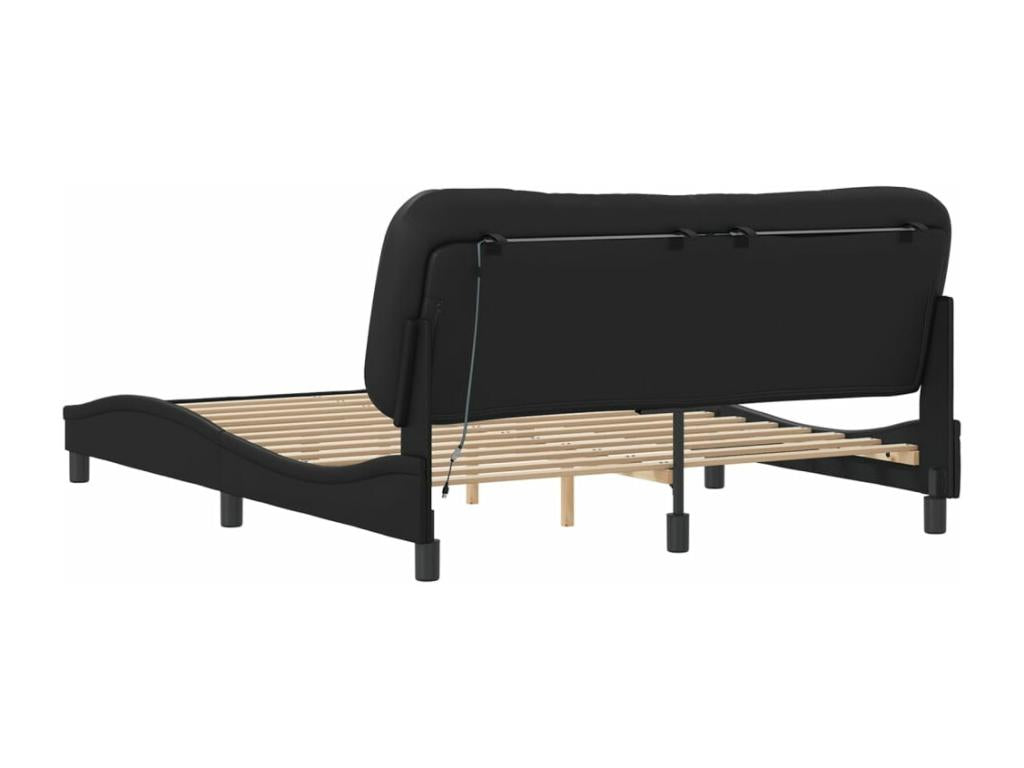 Bed frame with LED lighting, mattress not included, black, 160x200 cm, UENV12812