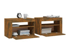 2-piece bedside tables with LED lighting, smoked oak finish, 60x35x40 cm KMMK07566