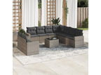 Garden furniture set with cushions, 10 pieces, grey woven resin DVTB64618