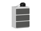 Mobenze CL3 White Bedside Table 40 cm 3 Drawers Graphite Grey Front 40x35x57 cm UHHI68857