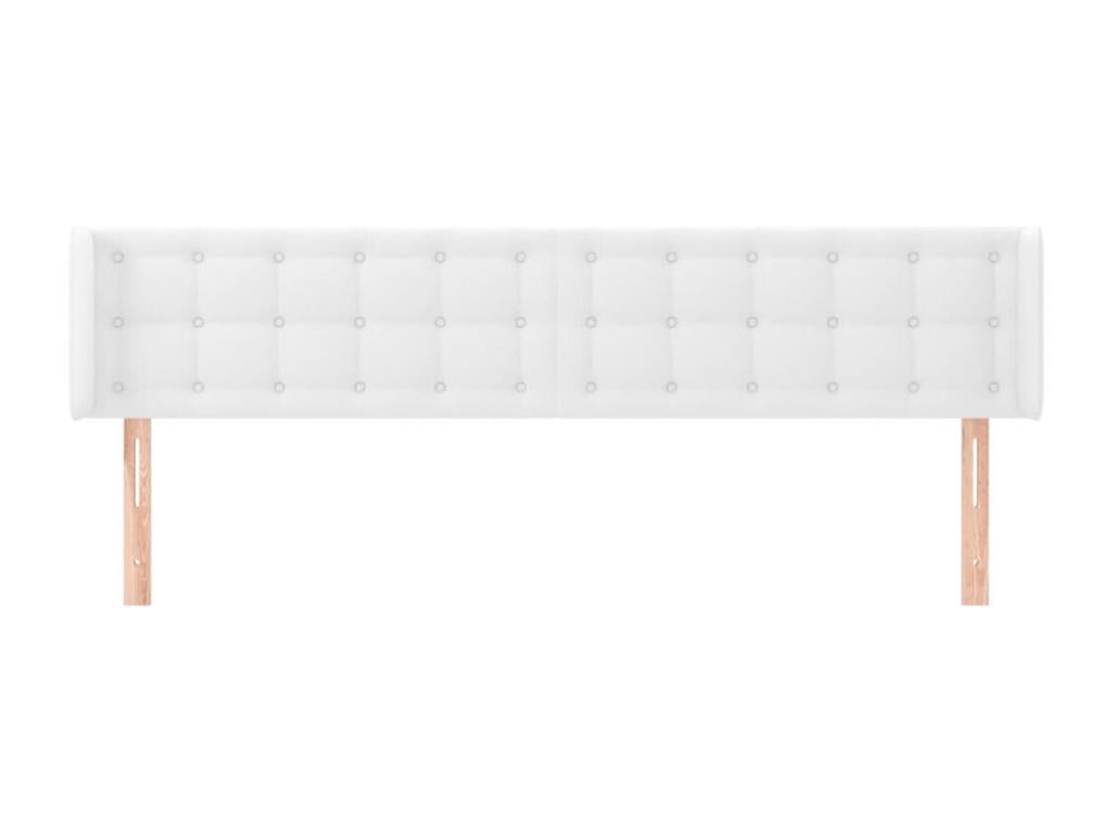 Headboard with wings, White, 203x16x78/88 cm, Faux Leather, AJOF45098
